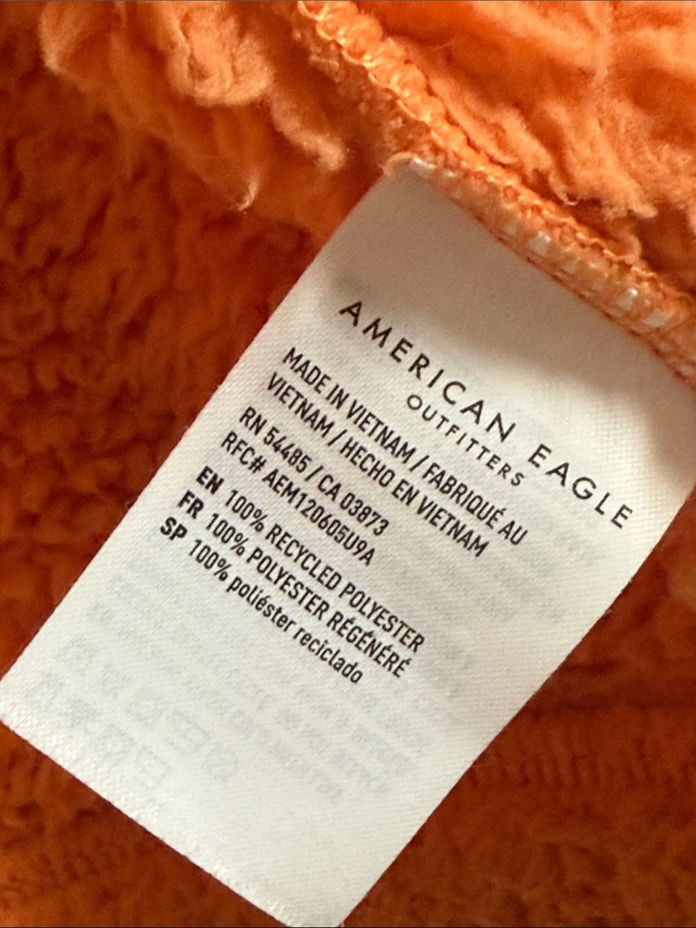 American Eagle. This Feels Seriously HUGGABLE Cozy Orange Sherpa Zip-Up Jacket - Picture 13 of 14